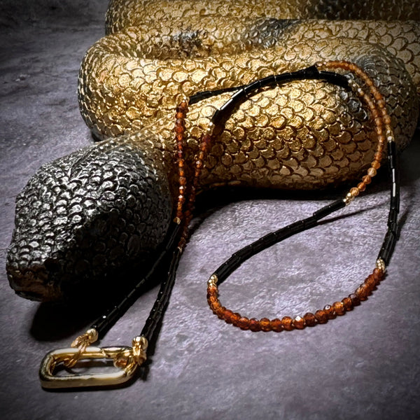 Grossular Garnet & Black Onyx necklace - Image #1
