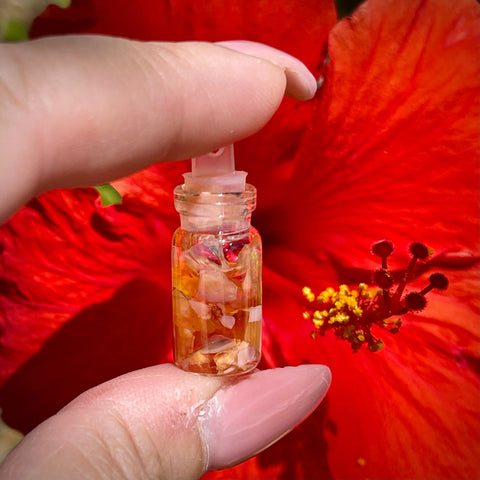 Mini Fire Opal Chip Bottle Pendants - Image #1