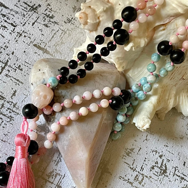 Pink Opal Skull Mala - Image #2