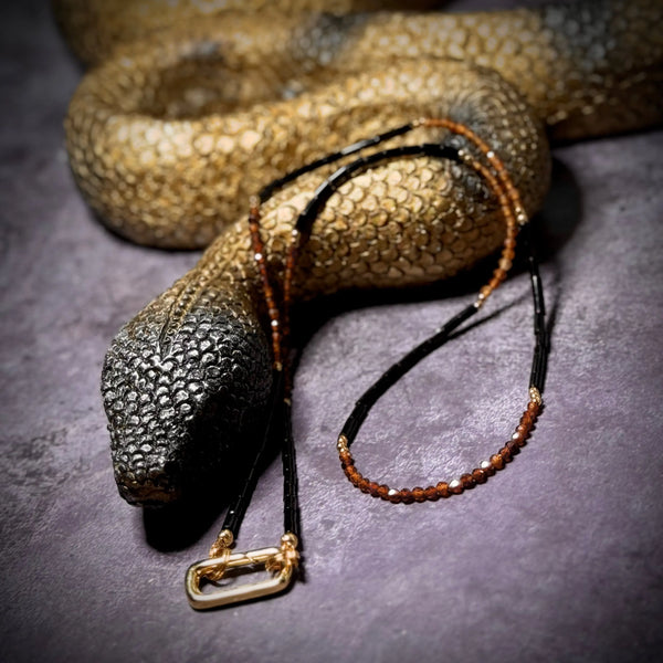 Grossular Garnet & Black Onyx necklace - Image #2