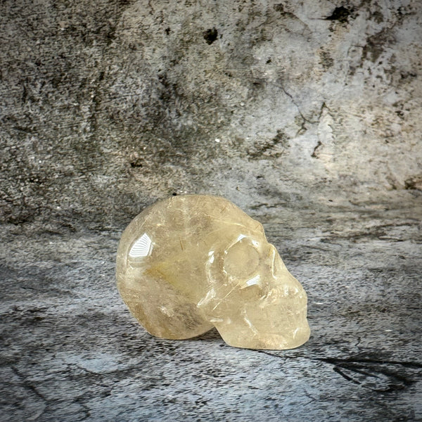 Rutilated Smoky Quartz Skull