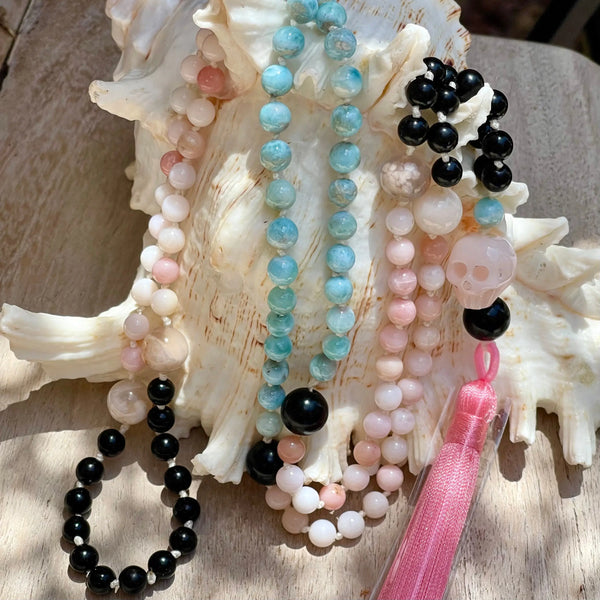 Pink Opal Skull Mala - Image #1