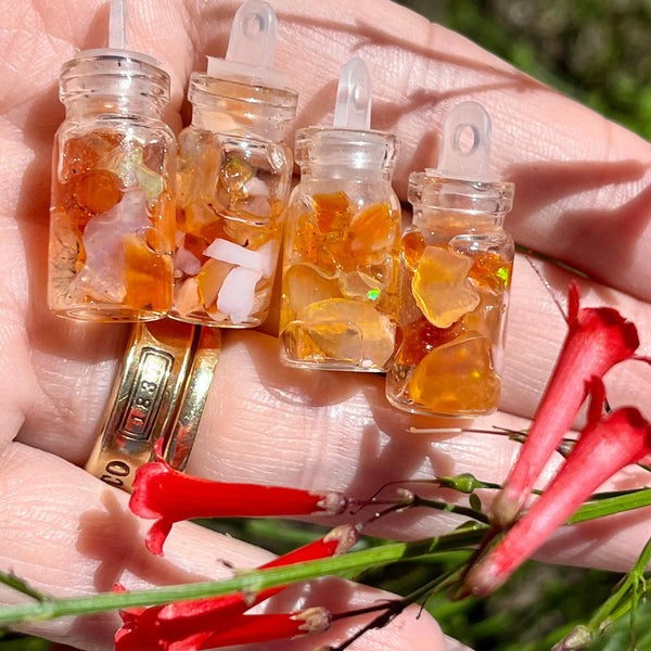 Mini Fire Opal Chip Bottle Pendants - Image #3