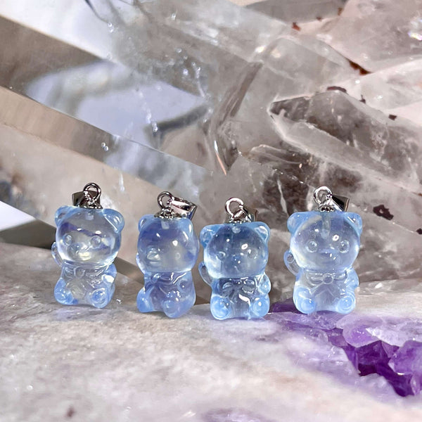 Aquamarine Carved Gummy Bear Pendants - Image #2