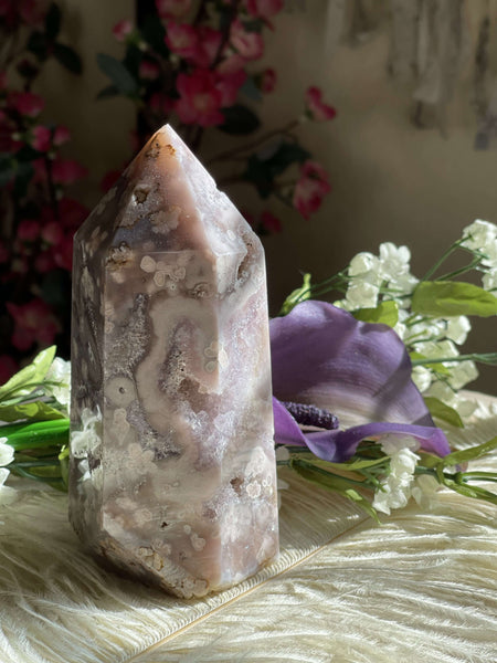 Flower Agate with Amethyst