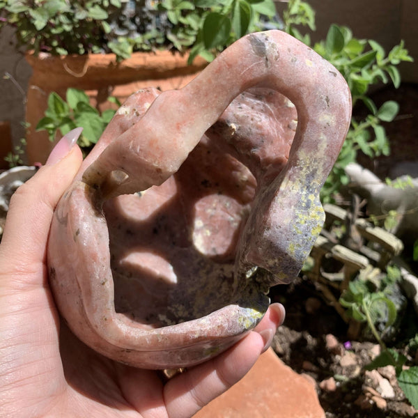 Rhodonite Hollow “Singing” Skull