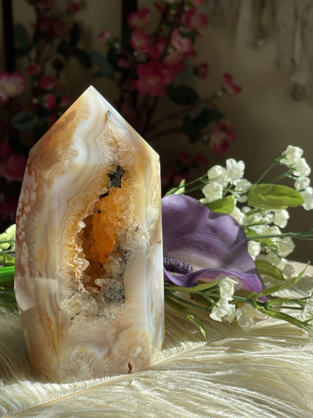 Flower Agate with Amethyst