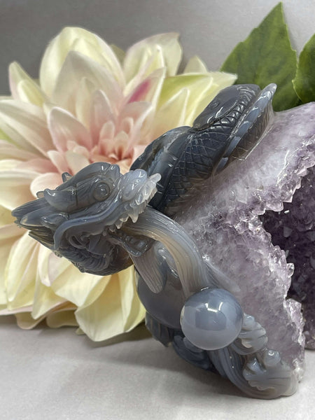 Amethyst Geode Dragon Carving