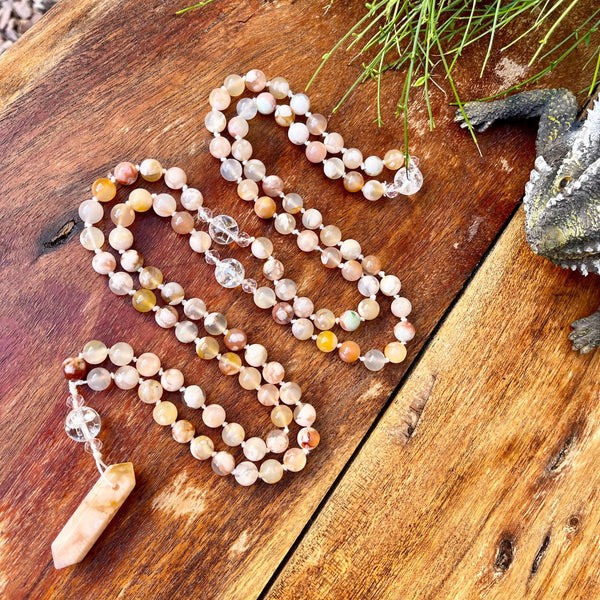 Flowe Agate 108 Bead Mala - Image #1