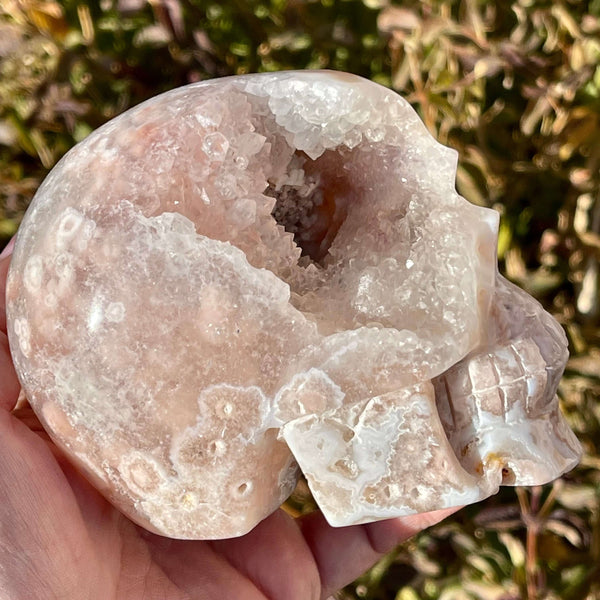 Flower Agate Geode Skull - Image #5