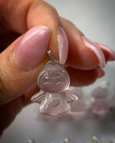 Rose Quartz Angel Pendants