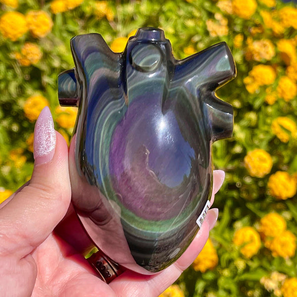 Rainbow Obsidian Anatomical Hearts - Image #3