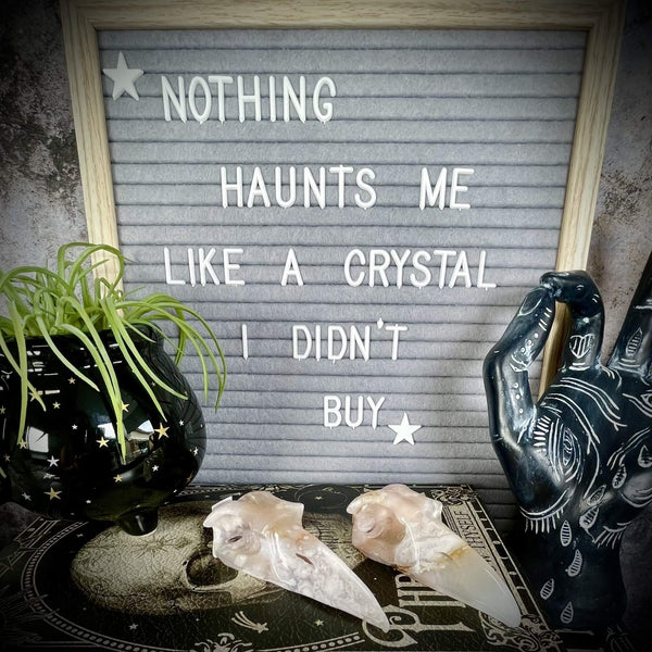 Flower Agate Raven Skull