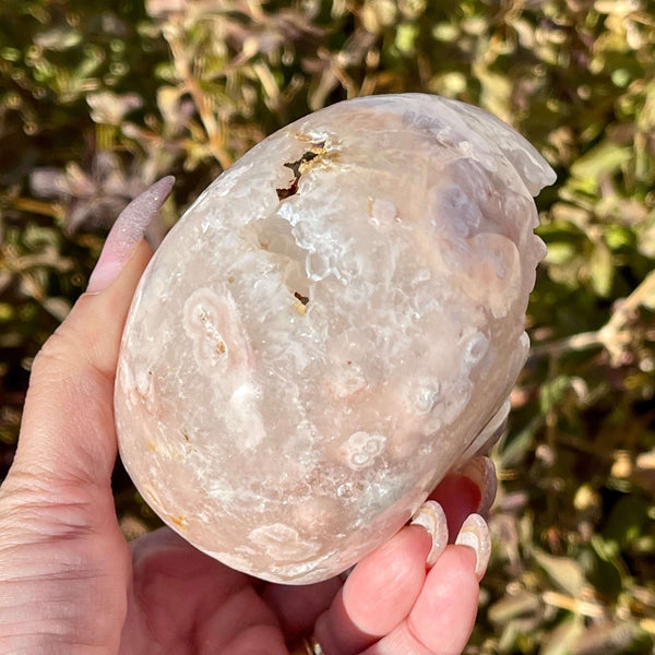 Flower Agate Geode Skull - Image #3