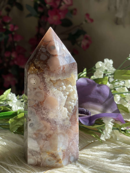 Flower Agate with Amethyst