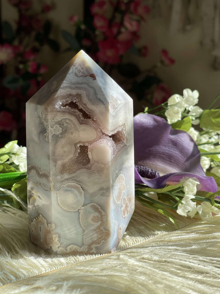 Flower Agate with Amethyst