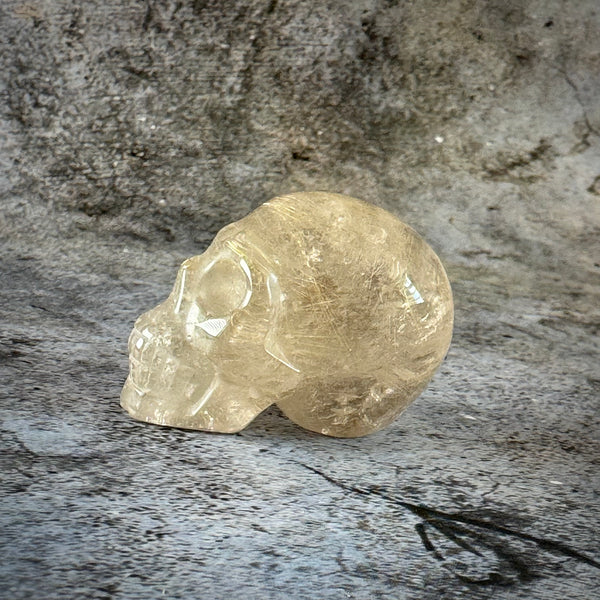 Rutilated Smoky Quartz Skull