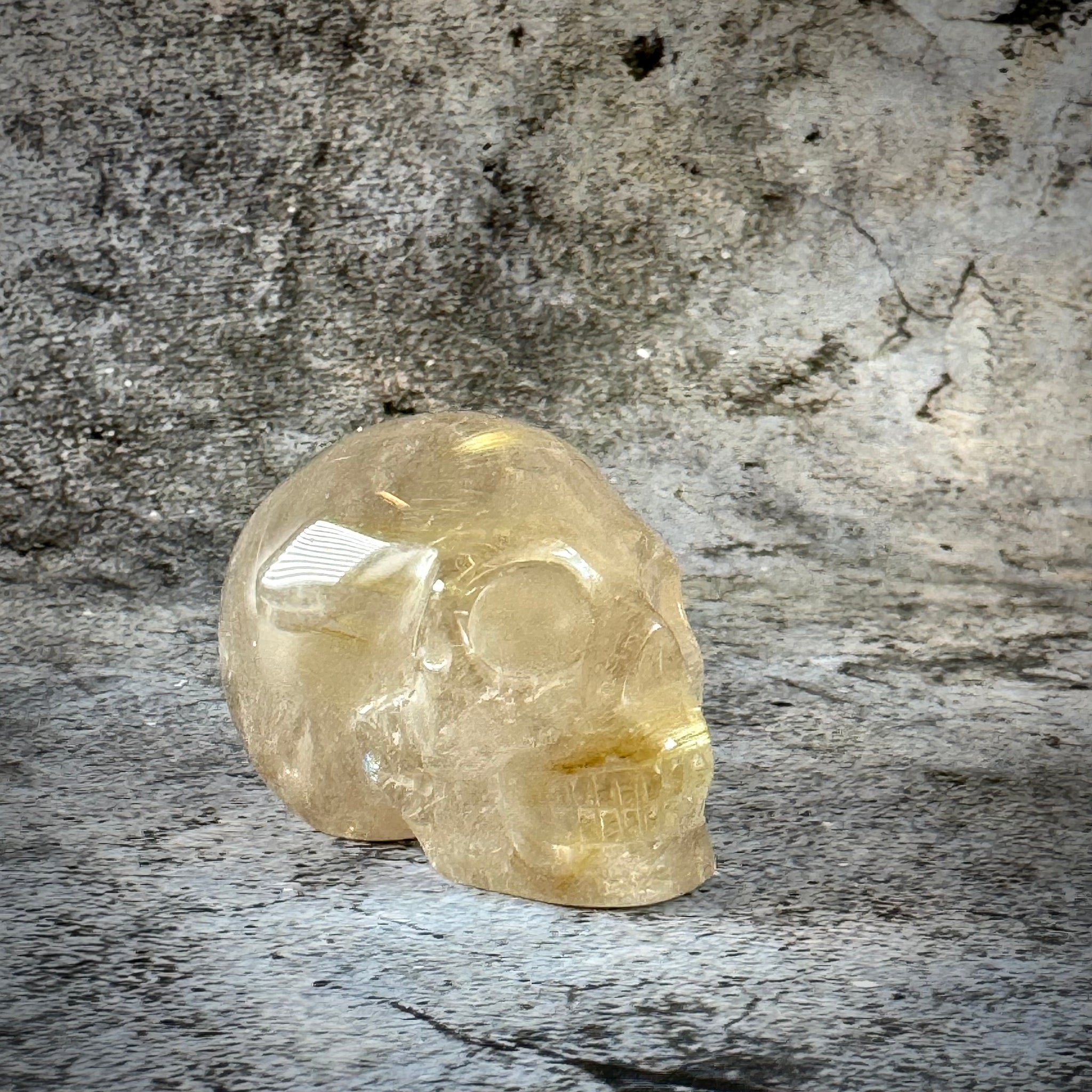 Rutilated Smoky Quartz Skull