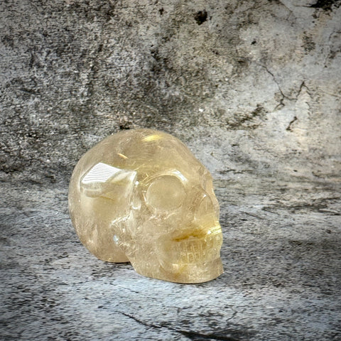 Rutilated Smoky Quartz Skull