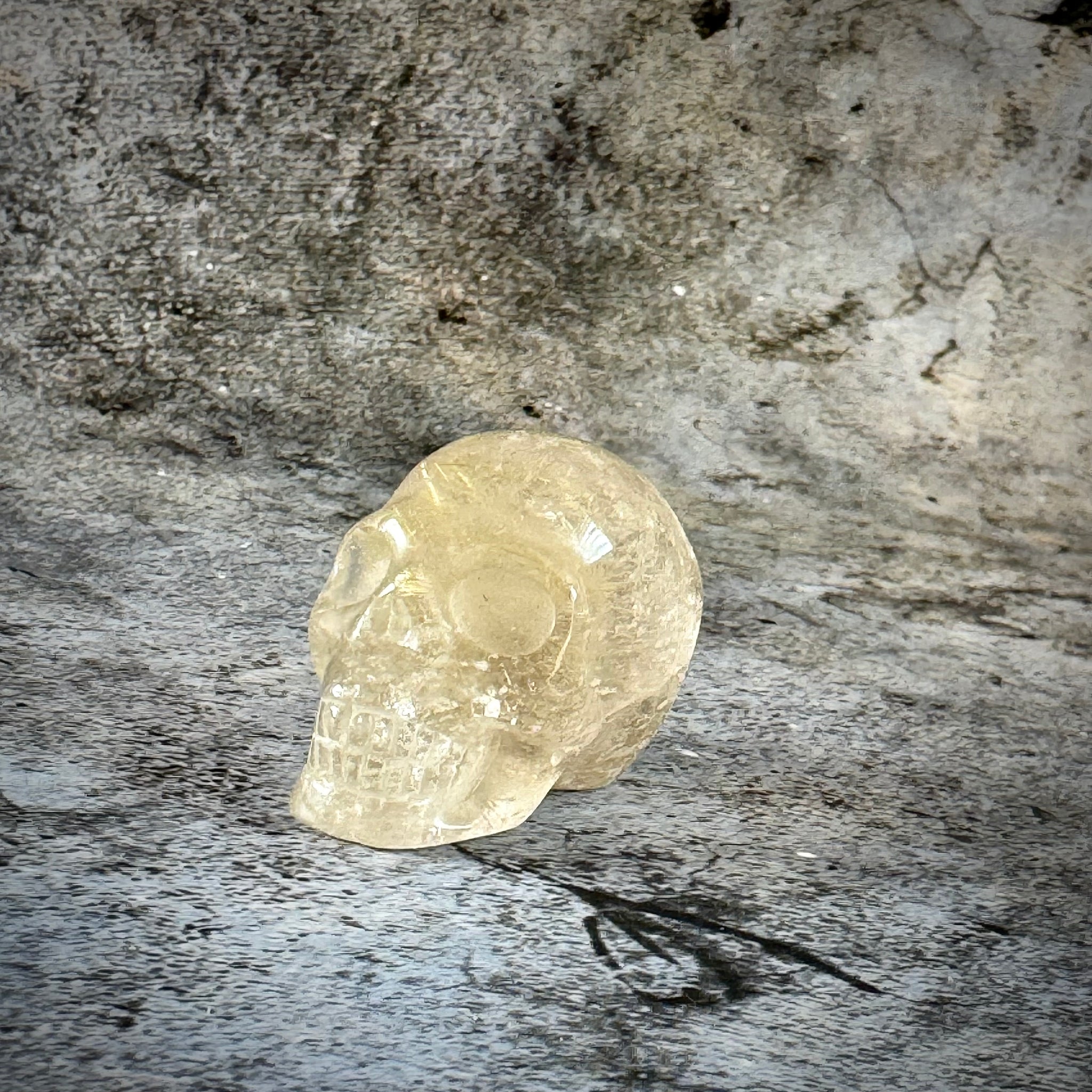 Rutilated Smoky Quartz Skull