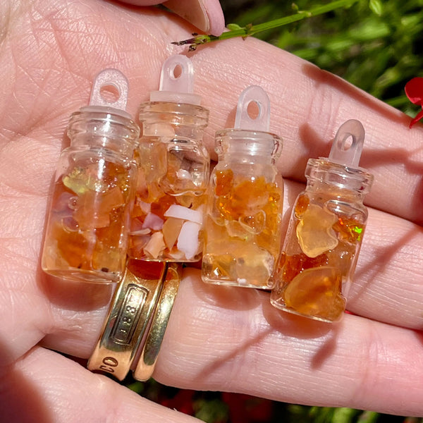 Mini Fire Opal Chip Bottle Pendants - Image #2