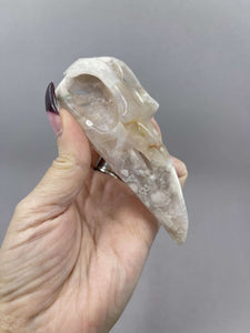 Flower Agate Raven Skull