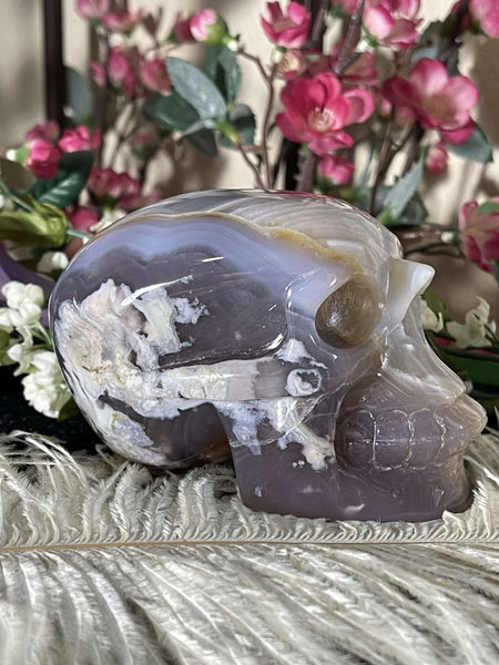 Banded Flower Agate Skull