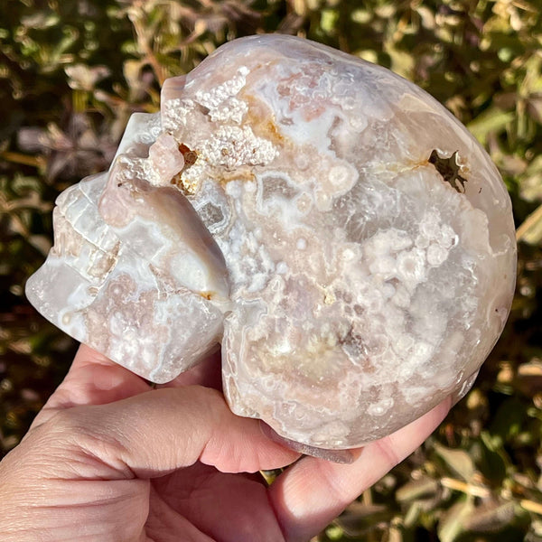 Flower Agate Geode Skull - Image #4