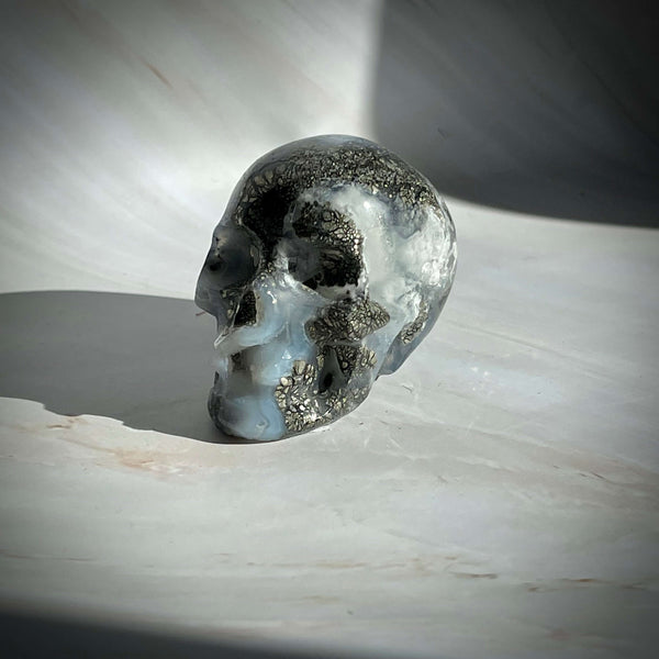 Pyrite in Agate Skulls - Image #1